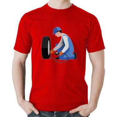 Imagem de Camiseta Algodão Borracharia - Foca na Moda, Vermelho, P