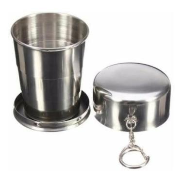 Imagem de kit 7 Chaveiro De Copo Retrátil Dobrável De Aço Inox 150ml - OEM