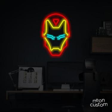 Imagem de painel letreiro led Neon Homem de Ferro decoracao festa bar - Neon Cus