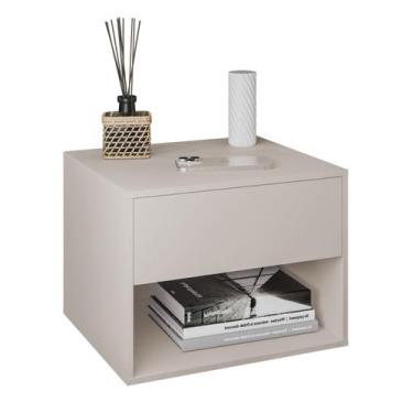 Imagem de Mesa de Cabeceira Suspensa Fixa na Parede Sofia 1 Gaveta Corrediça Tel