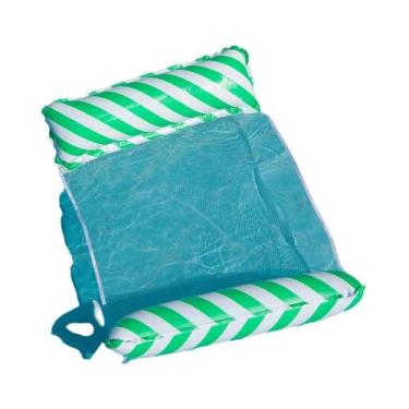 Imagem de Espreguiçadeira Inflável Dobrável Listrada para Piscina e Praia, Verde