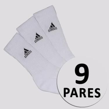 Imagem de Kit Meia Adidas Cano Alto 9 Pares Preta e Branca, P