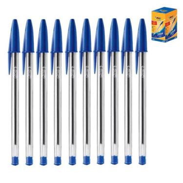 Imagem de Kit 10 Canetas Bic Azul 1.0mm Escolar Volta ás Aulas