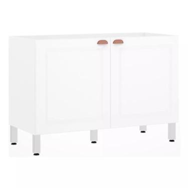 Imagem de Balcão de Pia sem Tampo 120cm 2 Portas Cristal Luciane Móveis, Branco 