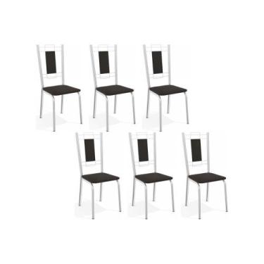 Imagem de Kit 6 Cadeiras Sala Jantar Florença C005 6 Un Cromada/Preto 110 - Kapp