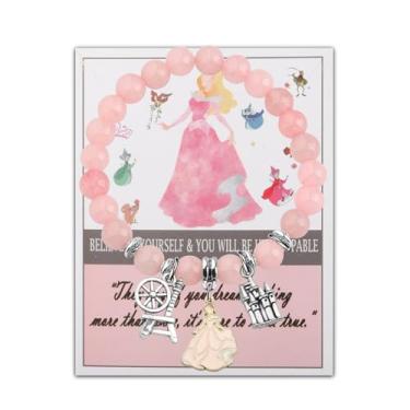 Imagem de LQRI Pulseira Princesa Aurora Presente Bela Adormecida Contos de Fadas Princesas Fãs Joias Presente de Princesa Adormecida Presente de Conto de Fadas, Small, Aço inoxidável, Inoxidável