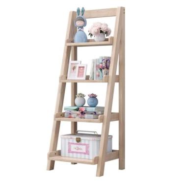 Imagem de Estante de armazenamento trapezoidal escada, estante inclinada de 4 camadas, prateleira de armazenamento aberta independente, suporte para plantas de flores pequenas, prateleiras de exibição para rack
