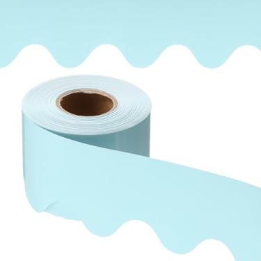 Imagem de PATIKIL Borda de quadro de avisos, pôster de 65,5 metros, quadro-negro, decoração de cortiça, bordas recortadas, decoração de parede para sala de aula e escritório, azul claro