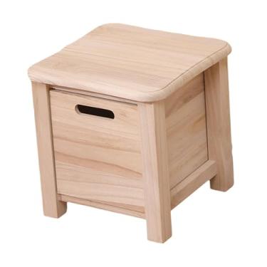 Imagem de Ｂｅｓｇａ Banco de armazenamento de madeira, banco para troca de sapatos, banco pequeno portátil e resistente com gaveta para entrada de escritório, casa e, Madeira, 30cmx30cmx30cm