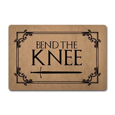 Imagem de ZQH WelcomeDoor Mat Dobre o Joelho Capacho Game of Thrones Tapetes engraçados bem-vindos (23,6 x 39,9 cm) Top de tecido não tecido com uma borracha antiderrapante tapetes de porta traseira tapete alvo