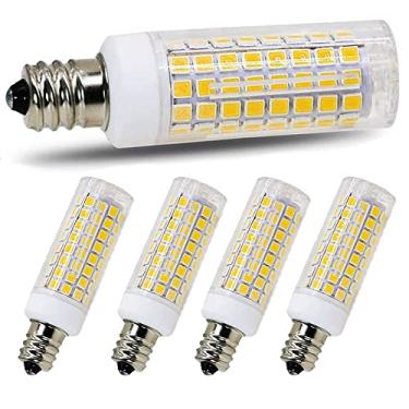 Imagem de Lâmpada LED E11 75w 100w substituição de lâmpadas de halogênio, JD T4 e11 Mini base de candelabro 110V 120V 130 lâmpadas de entrada de tensão, pacote com 4 (luz do dia 6000K)