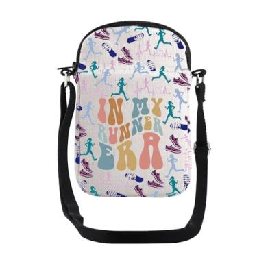 Imagem de JYTAPP Presente de corrida Runner Gift In My Runner Era, bolsa transversal, presente para corredores, mulheres, esportes, fitness, presente, corrida, mãe, presente, Bege, Small