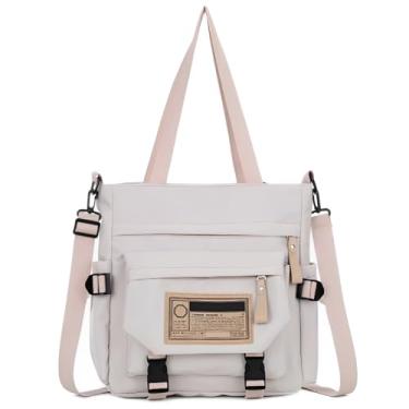 Imagem de Bolsa Feminina Casual Moderna Alça Ajustável Transversal Lateral Ombro Tendência Estilosa Compacta Escolar Faculdade Dia a Dia Trabalho Viagem Passeio (Branco)