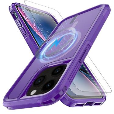 Imagem de YmhxcY Capa para iPhone 13 Pro e iPhone 14 Pro com MagSafe, [teste antiqueda de 16 pés] [2 protetores de tela TPE] à prova de choque, proteção de nível militar, resistente, capa de corpo inteiro, 15,5