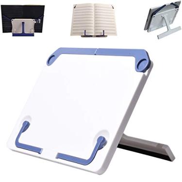 Imagem de Suporte de livros robusto para notebooks Lemical Desktop para livros didáticos, laptops, suporte de folhas de música multiuso dobrável portátil com clipes de papel removíveis ajustáveis, Branco