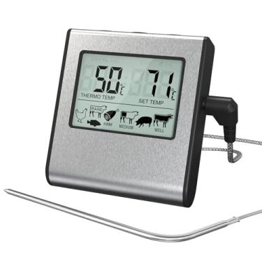 Imagem de Daconovo Medidor digital de temperatura de alimentos LCD para cozinhar termômetro de carne com sonda de temperatura, termômetro de forno digital para grelhador, churrasco, cozinha, cozinhar, com 7
