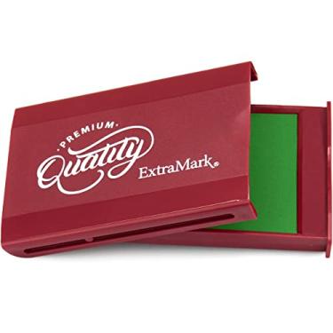Imagem de ExtraMark Bloco de carimbo de feltro portátil com tampa dobrável SnapTight - Tamanho 5 x 7,6 cm - Cor verde
