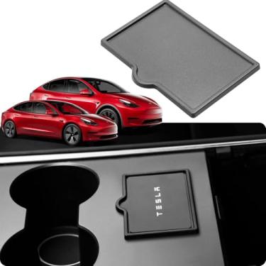 Imagem de BASENOR Porta-cartões para Tesla Model 3 Model Y Center Console Card Holder Key Protector Cover Custom Fit Model 3 Model Y Accessories 2017-2024