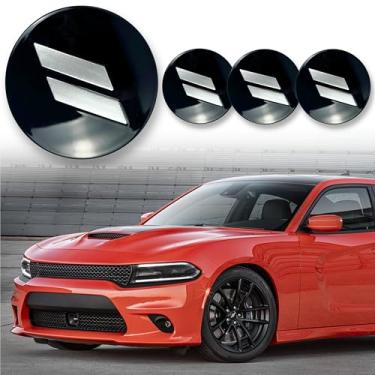 Imagem de BINQIGOO 4 Unidades 63Mm 2,5 Polegadas Slash Wheel Center Cap Cobre Apto para Dodge Charger Durango Dart 2015-2020 Jeep/Chrysler (Preto-Prata)