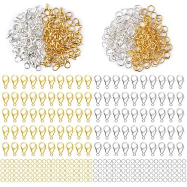 Imagem de Malahill Kit de achados de joias para fabricação de joias, 300 peças de anéis abertos e fechos de lagosta, qualidade comum A6