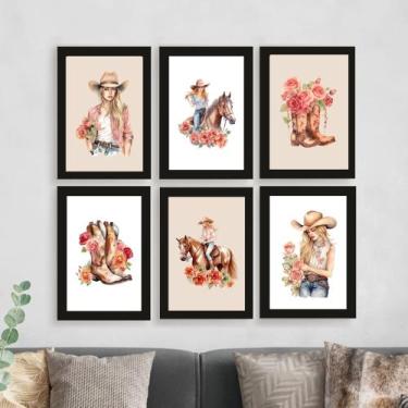 Imagem de Quadros Moda Feminina Country Agro Girl Cowgirl Kit 6 Peças - CAMALEÃO