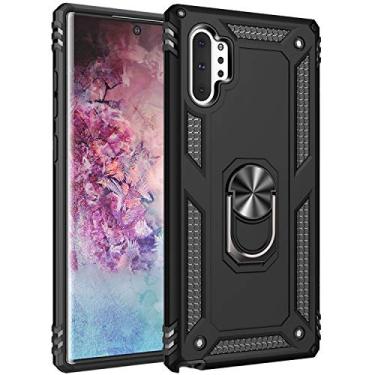 Imagem de Capa Case Magnetica Imã Anti Impacto para Samsung Galaxy Note 10+ Plus (Tela 6.8), com Stand e Suporte Anel e Rotação 360, TPU, Samsung Galaxy Note 10+ Plus (Tela 6.8) - Preto