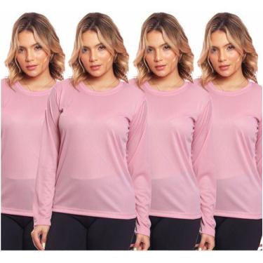 Imagem de Kit 4 Camisas Feminina Camiseta Térmica Proteção Solar Uv - MC Digital