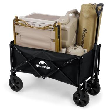 Imagem de Naturehike Vagão dobrável com rodas, carrinho de praia dobrável de 136 kg, carrinho de carrinho de jardim resistente – vagão portátil utilitário de grande capacidade para compras, acampamento, jardim,