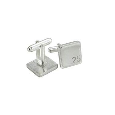 Imagem de Abotoaduras quadradas com '25' gravado - 25º aniversário