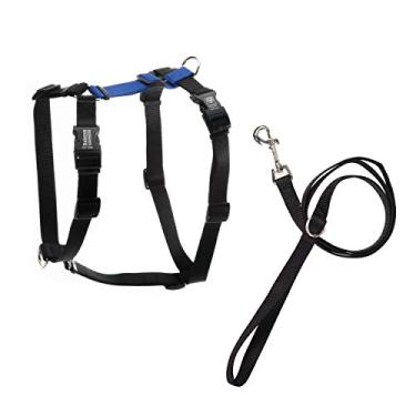 Imagem de Blue-9 Pet Products Peitoral de equilíbrio sem puxar e coleira solta conjunto de caminhada para cães, feito nos EUA, azul, médio/grande