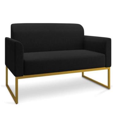Imagem de Namoradeira 02 Lugares Linho Dourado Cor A79 Preto - DROSSI