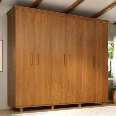 Imagem de Guarda Roupa Casal 6 Portas em Madeira Maciça com Pés Ibiza Móveis Nat
