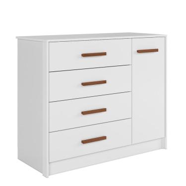 Imagem de Cômoda P/ Roupas Quarto infantil Bebê 4 Gavetas 1 Porta Pérola