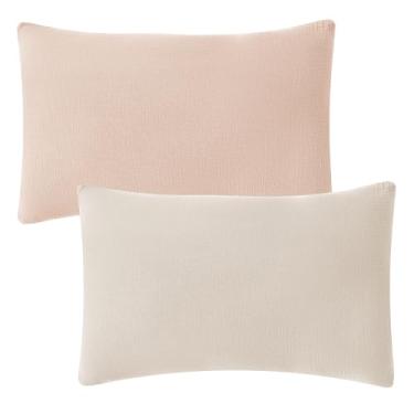 Imagem de JELLYMONI Pacote com 2 fronhas de musselina para travesseiro de 13 x 18, capa de travesseiro de bebê 100% algodão para cama, berço infantil e viagem, fronha envelope infantil macia e respirável, sem