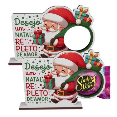 Imagem de Kit 30 Lembrancinhas Porta Bombom Papai Noel Feliz Natal Mdf - R9 Deco