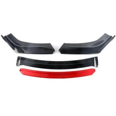 Imagem de Carro dianteiro inferior pára-choques lábio splitter, spoiler protetor esporte difusor universal, compatível para BMW, compatível para VW(Carbon black and red)
