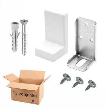 Imagem de Kit 15 Cantoneira Suporte Aéreo Para Móveis Capa + Parafusos - EMPÓRIO