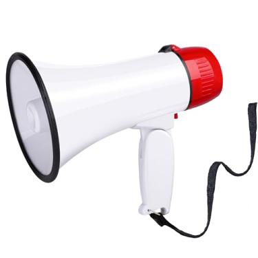 Imagem de MyMealivos Megafone portátil Bullhorn 20 Watt Power Megafone Speaker modos de voz e sirene/alarme com controle de volume e alça (branco e vermelho)