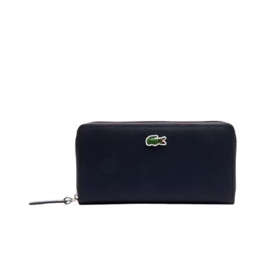 Imagem de Lacoste Carteira feminina L.12 Concept Petit Pique com zíper de 12 cartões, Azul sombreado, One Size