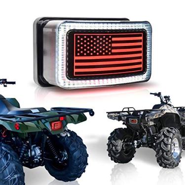 Imagem de Luz traseira para quadriciclo, lente fumê de LED com luz de freio reversa, luz traseira com design de bandeira dos EUA para ATV UTV, Yamaha Rinoceronte, Viking, Grizzly Big Bear Kodiak Bruin Wolverin Bear Tracker