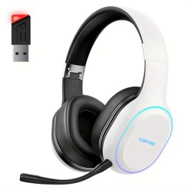 Imagem de Headset Gamer sem fio de 2,4 GHz Bluetooth - Switch, PC, PS5, PS4, microfone, cancelamento de ruído, luz LED, Ultra-baixa latência, 30h de tempo de reprodução-Preto/Branco