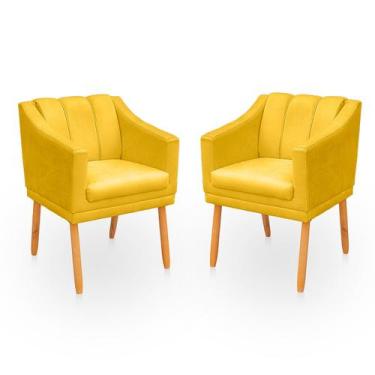 Imagem de Kit com 2 Poltronas Cadeira para Sala Confortável e Moderna Mila Suede