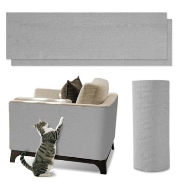 Imagem de PetBoutiSEL Tapete cinza para arranhar gatos de 30 x 99 cm, tapete horizontal para arranhar o chão para gatos com fitas adesivas, protege o sofá e os tapetes
