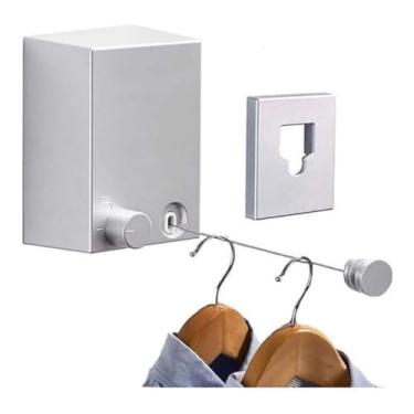 Imagem de Varal de Roupas Retrátil Automático de Parede Para Apartamento, Fio de Aço Inoxídavel - 4.2m - 20Kg
