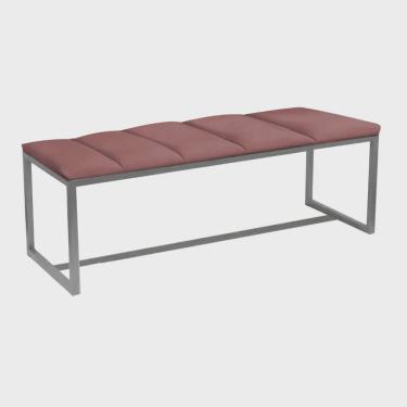 Imagem de Calçadeira Industrial Carla 160cm Queen Size Quarto Box Cama Ferro Prata Suede Rose - Ahz Móveis