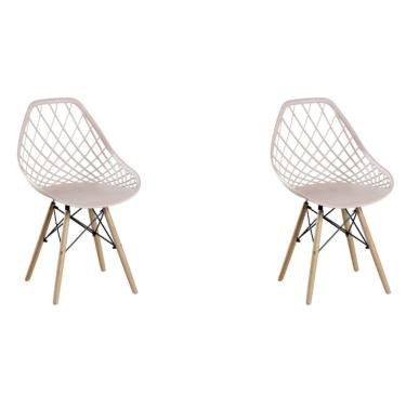 Imagem de Conjunto com 2 Cadeiras Base Madeira Cloe Nude