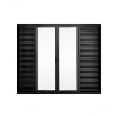 Imagem de Veneziana 6 Folhas De Correr S/grade 1.00 X 1.20 Alumínio Preto Linha Modular - Hale