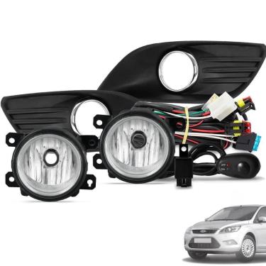 Imagem de Kit Farol De Milha Focus 2009 A 2013 Botão Universal E Moldura