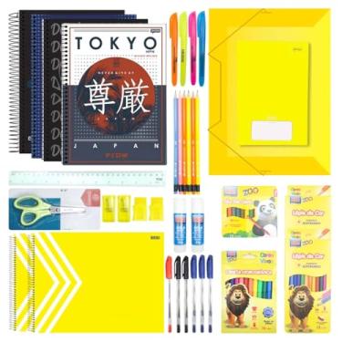Imagem de Kit Material Escolar Ensino Fundamental 4°- 6° ano Lista SME (Amarelo)