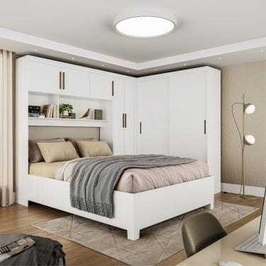 Imagem de Quarto Modulado Casal com Cama 7 Portas Belém Carioca Móveis - Branco